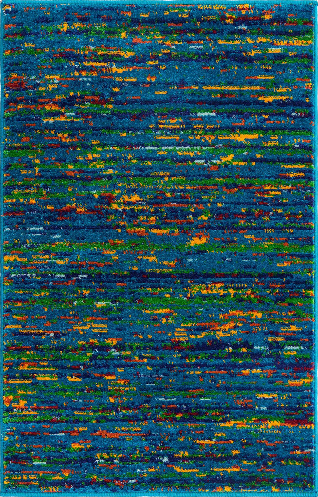Navy Blue 2' x 3' Calypso Rectangle Area Rug 100% Polypropylene With Cotton Backing Colorful Vivid Traditional Design Carpet for Living Office Dining Rooms for Sale at Rug Engine