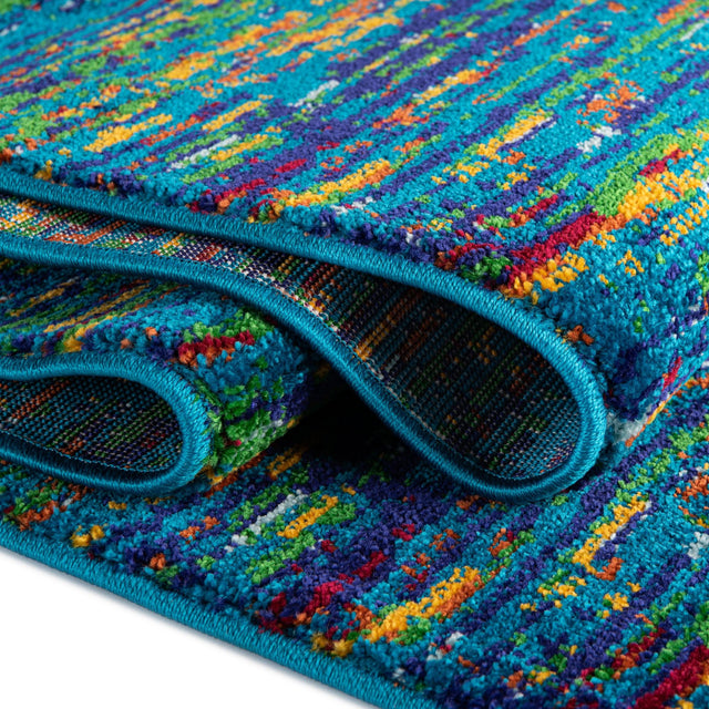 Navy Blue 2' 7 x 12' Calypso Runner Area Rug 100% Polypropylene With Cotton Backing Colorful Vivid Traditional Design Carpet for Living Office Dining Rooms for Sale at Rug Engine