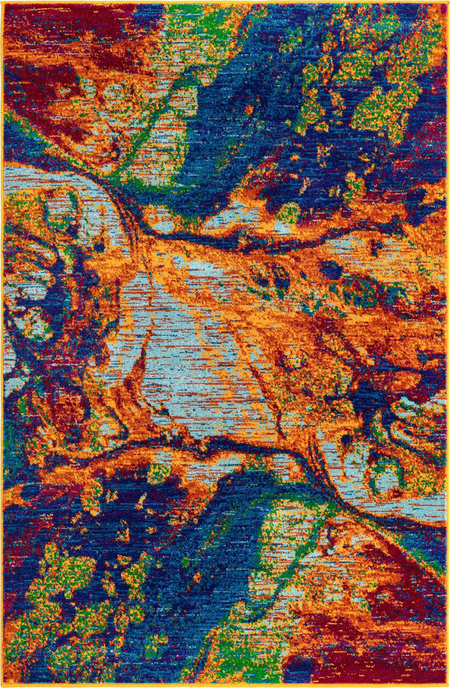 Multicolor 4' x 6' Calypso Rectangle Area Rug 100% Polypropylene With Cotton Backing Colorful Vivid Traditional Design Carpet for Living Office Dining Rooms for Sale at Rug Engine