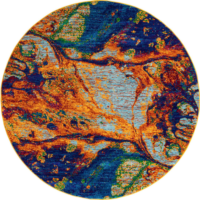 Multicolor 7' 10 x 7' 10 Calypso Round Area Rug 100% Polypropylene With Cotton Backing Colorful Vivid Traditional Design Carpet for Living Office Dining Rooms for Sale at Rug Engine
