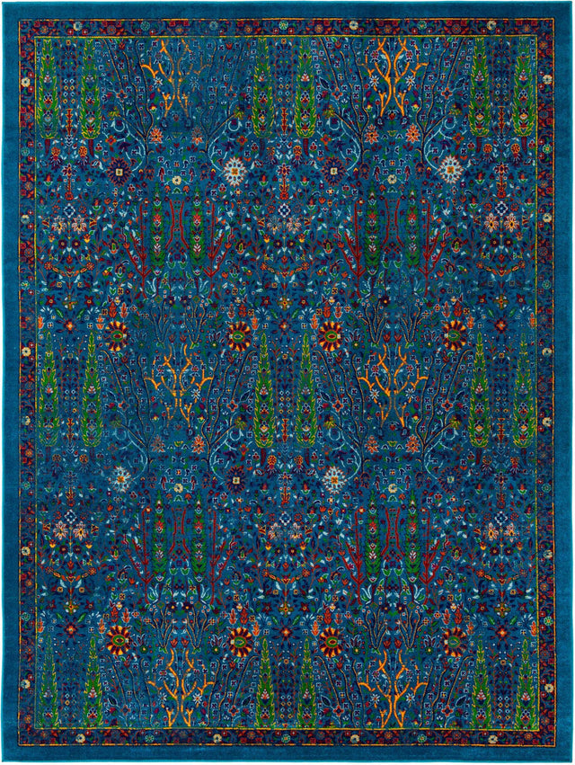 Navy Blue 9' x 12' Calypso Rectangle Area Rug 100% Polypropylene With Cotton Backing Colorful Vivid Traditional Design Carpet for Living Office Dining Rooms for Sale at Rug Engine