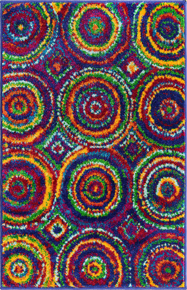 Multicolor 2' x 3' Calypso Rectangle Area Rug 100% Polypropylene With Cotton Backing Colorful Vivid Traditional Design Carpet for Living Office Dining Rooms for Sale at Rug Engine