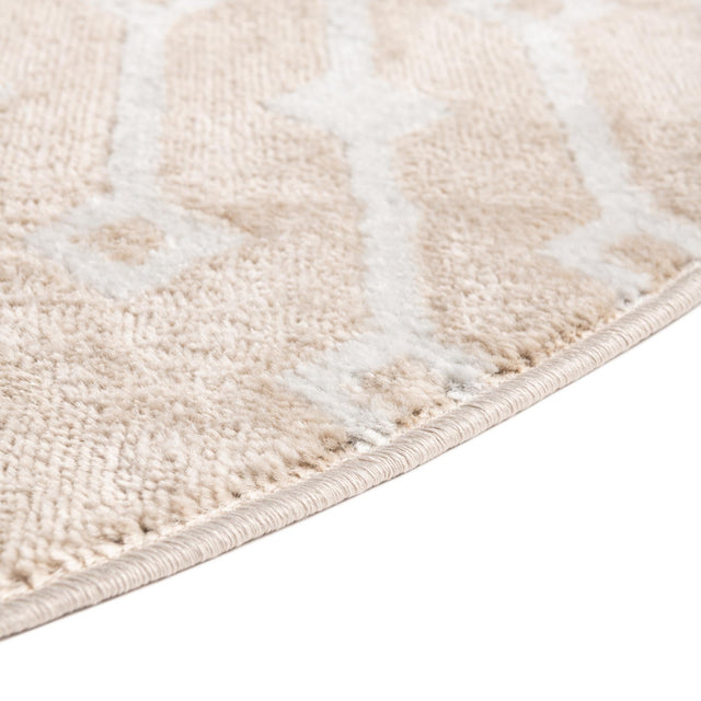 Sand 3' x 3' Bohemian Trellis Round Area Rug 100% Polypropylene With Cotton Backing Geometric Modern Boho Decor Carpet for Living Rooms Office Dining Kitchen Interior Design for Sale at Rug Engine
