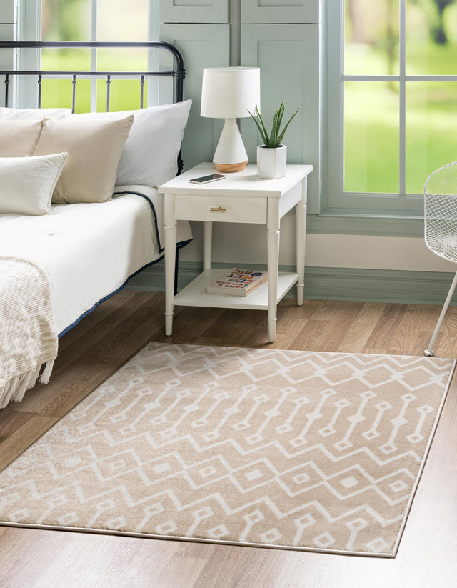 Sand 7' 10 x 7' 10 Bohemian Trellis Square Area Rug 100% Polypropylene With Cotton Backing Geometric Modern Boho Decor Carpet for Living Rooms Office Dining Kitchen Interior Design for Sale at Rug Engine