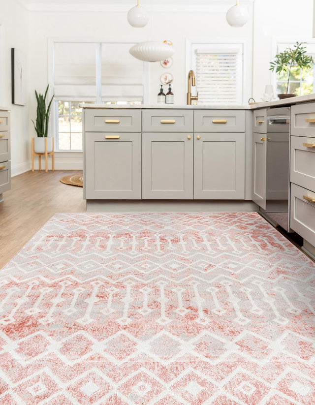 Dusty Rose 3' x 5' 3 Bohemian Trellis Rectangle Area Rug 100% Polypropylene With Cotton Backing Geometric Modern Boho Decor Carpet for Living Rooms Office Dining Kitchen Interior Design for Sale at Rug Engine