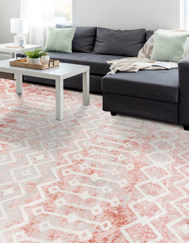 Dusty Rose 10' x 13' Bohemian Trellis Rectangle Area Rug 100% Polypropylene With Cotton Backing Geometric Modern Boho Decor Carpet for Living Rooms Office Dining Kitchen Interior Design for Sale at Rug Engine