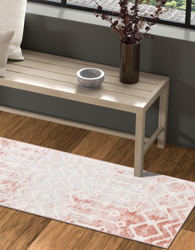Dusty Rose 2' x 6' Bohemian Trellis Runner Area Rug 100% Polypropylene With Cotton Backing Geometric Modern Boho Decor Carpet for Living Rooms Office Dining Kitchen Interior Design for Sale at Rug Engine
