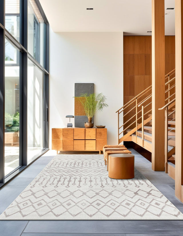 Pearl 7' 10 x 11' Bohemian Trellis Rectangle Area Rug 100% Polypropylene With Cotton Backing Geometric Modern Boho Decor Carpet for Living Rooms Office Dining Kitchen Interior Design for Sale at Rug Engine