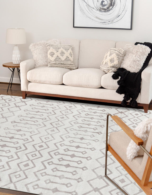 Pearl 7' 10 x 11' Bohemian Trellis Rectangle Area Rug 100% Polypropylene With Cotton Backing Geometric Modern Boho Decor Carpet for Living Rooms Office Dining Kitchen Interior Design for Sale at Rug Engine