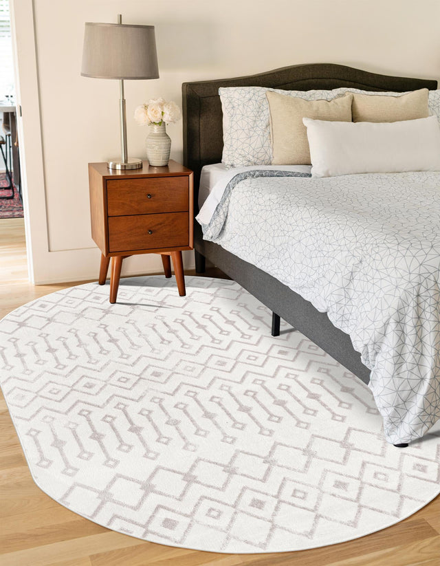 Pearl 5' 3 x 8' Bohemian Trellis Oval Area Rug 100% Polypropylene With Cotton Backing Geometric Modern Boho Decor Carpet for Living Rooms Office Dining Kitchen Interior Design for Sale at Rug Engine