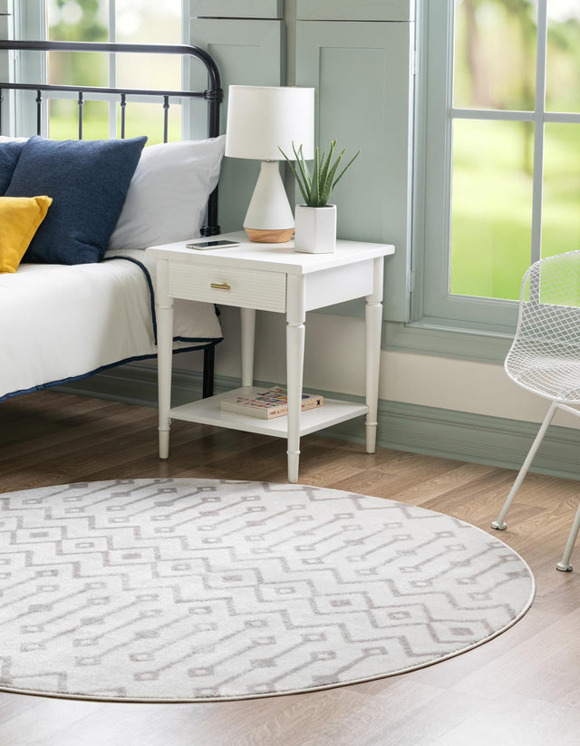 Pearl 3' x 3' Bohemian Trellis Round Area Rug 100% Polypropylene With Cotton Backing Geometric Modern Boho Decor Carpet for Living Rooms Office Dining Kitchen Interior Design for Sale at Rug Engine