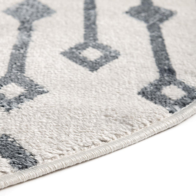 Coastal White 3' x 3' Bohemian Trellis Round Area Rug 100% Polypropylene With Cotton Backing Geometric Modern Boho Decor Carpet for Living Rooms Office Dining Kitchen Interior Design for Sale at Rug Engine