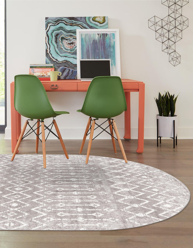 Stone Gray 4' x 6' Bohemian Trellis Oval Area Rug 100% Polypropylene With Cotton Backing Geometric Modern Boho Decor Carpet for Living Rooms Office Dining Kitchen Interior Design for Sale at Rug Engine