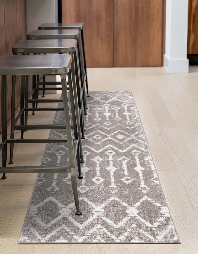 Stone Gray 2' x 4' 1 Bohemian Trellis Runner Area Rug 100% Polypropylene With Cotton Backing Geometric Modern Boho Decor Carpet for Living Rooms Office Dining Kitchen Interior Design for Sale at Rug Engine