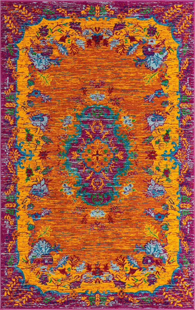 Orange 1' 4 x 1' 4 Calypso Sample Area Rug 100% Polypropylene With Cotton Backing Colorful Vivid Traditional Design Carpet for Living Office Dining Rooms for Sale at Rug Engine