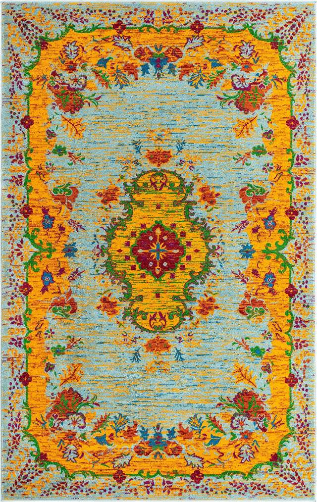 Aqua 1' 4 x 1' 4 Calypso Sample Area Rug 100% Polypropylene With Cotton Backing Colorful Vivid Traditional Design Carpet for Living Office Dining Rooms for Sale at Rug Engine
