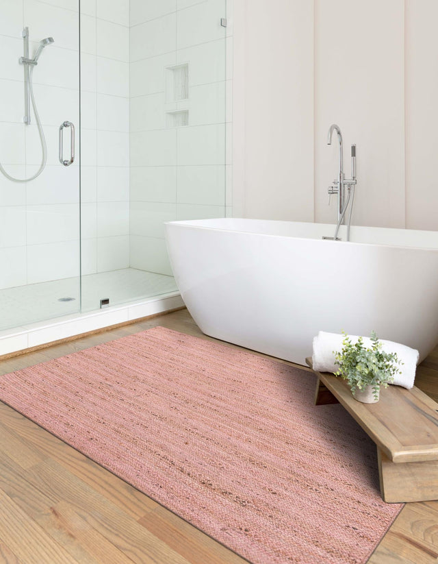 Light Pink 9' x 12' Braided Jute Rectangle Area Rug 100% Jute Hand Braided Natural Eco-Friendly Boho Style Carpet for Living Rooms Dining Office Space Dorms for Sale at Rug Engine