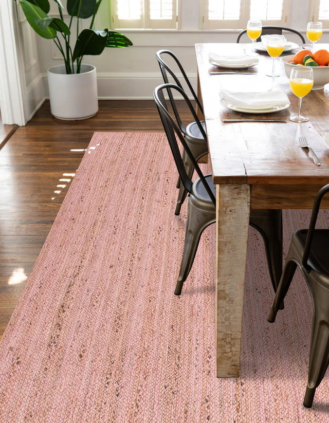Light Pink 9' x 12' Braided Jute Rectangle Area Rug 100% Jute Hand Braided Natural Eco-Friendly Boho Style Carpet for Living Rooms Dining Office Space Dorms for Sale at Rug Engine