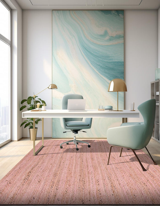 Light Pink 4' 1 x 6' 1 Braided Jute Rectangle Area Rug 100% Jute Hand Braided Natural Eco-Friendly Boho Style Carpet for Living Rooms Dining Office Space Dorms for Sale at Rug Engine
