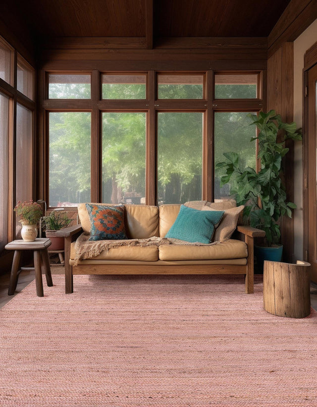Light Pink 8' x 8' Braided Jute Square Area Rug 100% Jute Hand Braided Natural Eco-Friendly Boho Style Carpet for Living Rooms Dining Office Space Dorms for Sale at Rug Engine