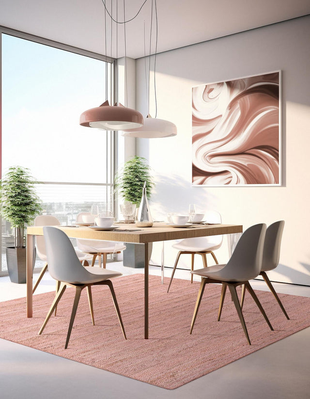 Light Pink 8' x 8' Braided Jute Square Area Rug 100% Jute Hand Braided Natural Eco-Friendly Boho Style Carpet for Living Rooms Dining Office Space Dorms for Sale at Rug Engine