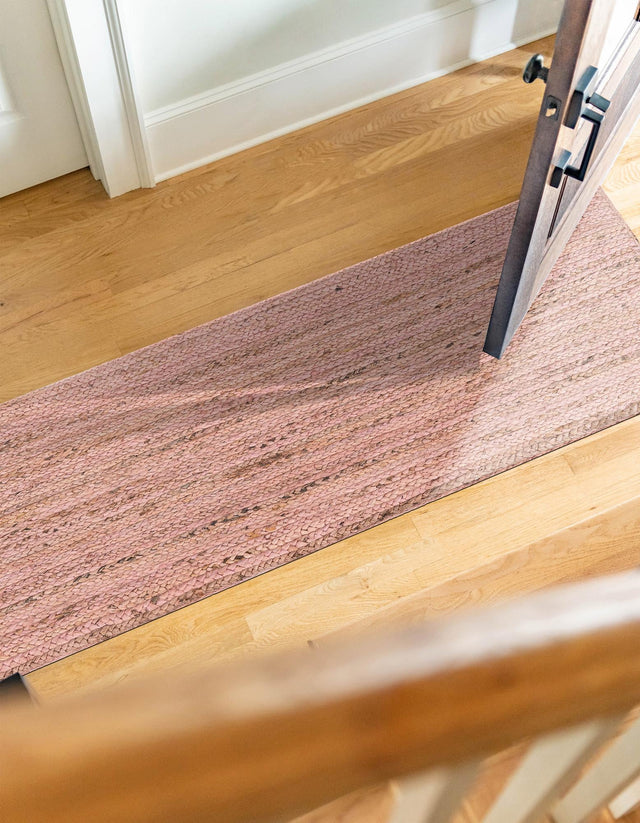 Light Pink 2' 6 x 6' 1 Braided Jute Runner Area Rug 100% Jute Hand Braided Natural Eco-Friendly Boho Style Carpet for Living Rooms Dining Office Space Dorms for Sale at Rug Engine