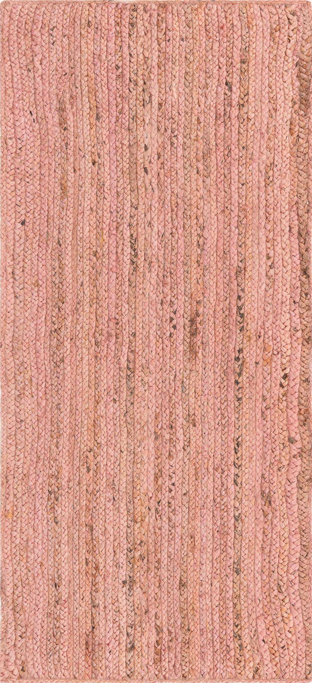 Light Pink 2' 6 x 6' 1 Braided Jute Runner Area Rug 100% Jute Hand Braided Natural Eco-Friendly Boho Style Carpet for Living Rooms Dining Office Space Dorms for Sale at Rug Engine