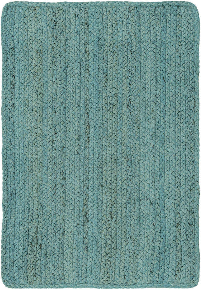 Turquoise 2' x 3' 1 Braided Jute Rectangle Area Rug 100% Jute Hand Braided Natural Eco-Friendly Boho Style Carpet for Living Rooms Dining Office Space Dorms for Sale at Rug Engine
