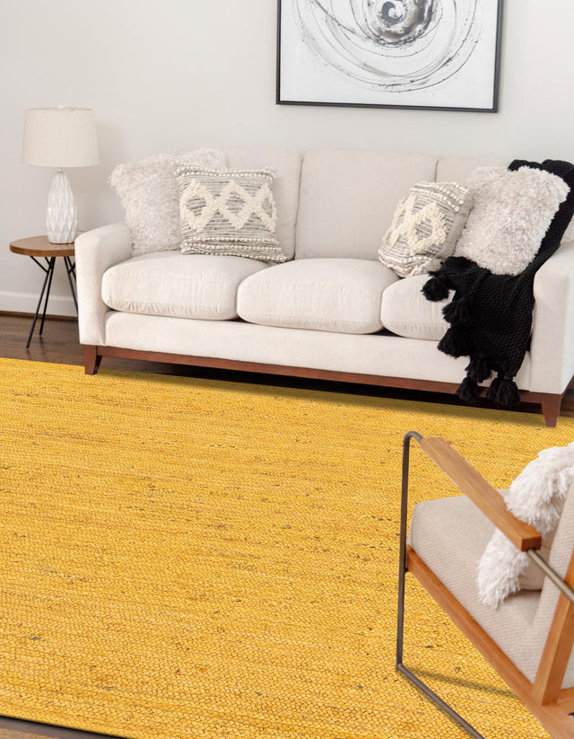 Yellow 5' 1 x 8' Braided Jute Rectangle Area Rug 100% Jute Hand Braided Natural Eco-Friendly Boho Style Carpet for Living Rooms Dining Office Space Dorms for Sale at Rug Engine