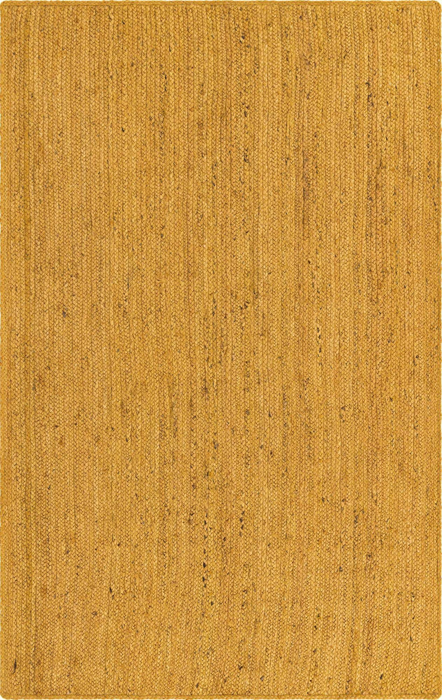 Yellow 5' 1 x 8' Braided Jute Rectangle Area Rug 100% Jute Hand Braided Natural Eco-Friendly Boho Style Carpet for Living Rooms Dining Office Space Dorms for Sale at Rug Engine