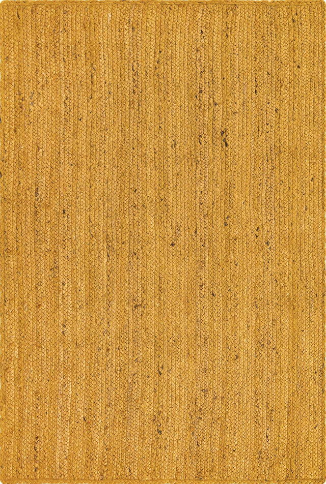 Yellow 4' 1 x 6' 1 Braided Jute Rectangle Area Rug 100% Jute Hand Braided Natural Eco-Friendly Boho Style Carpet for Living Rooms Dining Office Space Dorms for Sale at Rug Engine