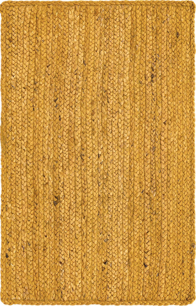 Yellow 2' x 3' 1 Braided Jute Rectangle Area Rug 100% Jute Hand Braided Natural Eco-Friendly Boho Style Carpet for Living Rooms Dining Office Space Dorms for Sale at Rug Engine