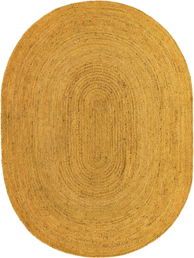 Yellow 8' x 10' Braided Jute Oval Area Rug 100% Jute Hand Braided Natural Eco-Friendly Boho Style Carpet for Living Rooms Dining Office Space Dorms for Sale at Rug Engine