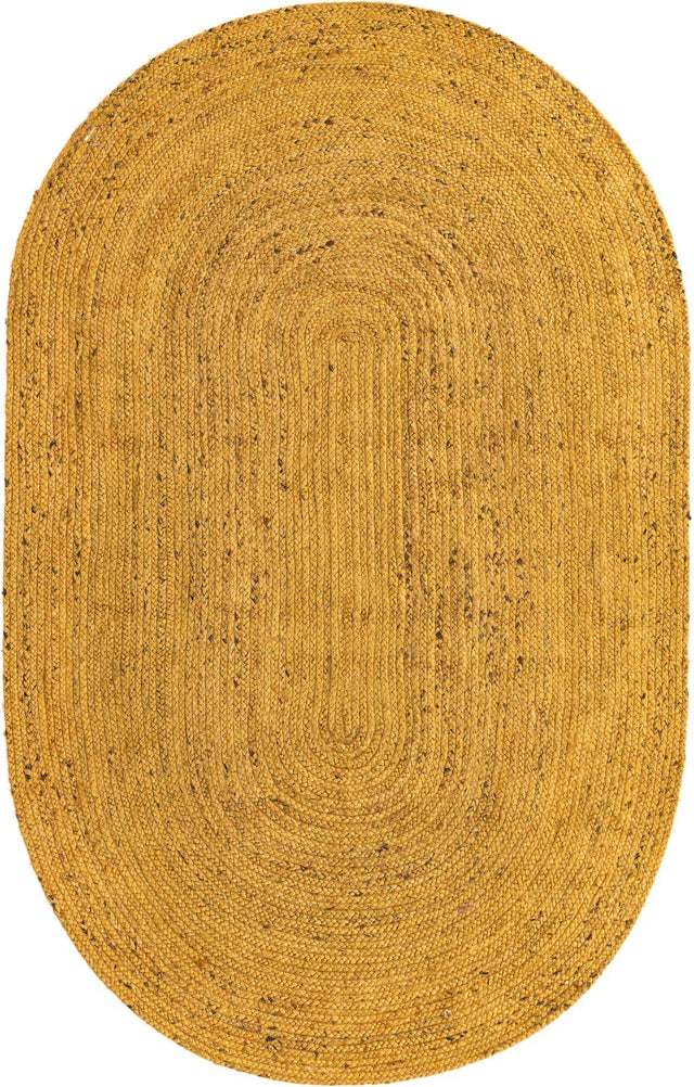 Yellow 5' 1 x 8' Braided Jute Oval Area Rug 100% Jute Hand Braided Natural Eco-Friendly Boho Style Carpet for Living Rooms Dining Office Space Dorms for Sale at Rug Engine