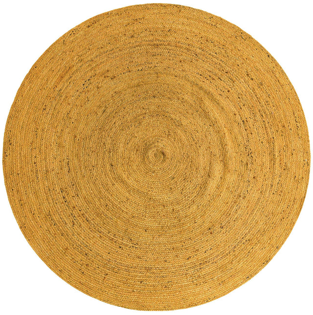 Yellow 8' x 8' Braided Jute Round Area Rug 100% Jute Hand Braided Natural Eco-Friendly Boho Style Carpet for Living Rooms Dining Office Space Dorms for Sale at Rug Engine