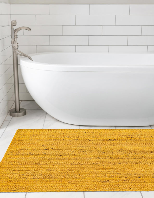 Yellow 2' 6 x 6' 1 Braided Jute Runner Area Rug 100% Jute Hand Braided Natural Eco-Friendly Boho Style Carpet for Living Rooms Dining Office Space Dorms for Sale at Rug Engine