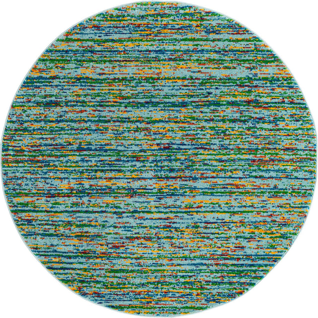 Aqua 5' 3 x 5' 3 Calypso Round Area Rug 100% Polypropylene With Cotton Backing Colorful Vivid Traditional Design Carpet for Living Office Dining Rooms for Sale at Rug Engine