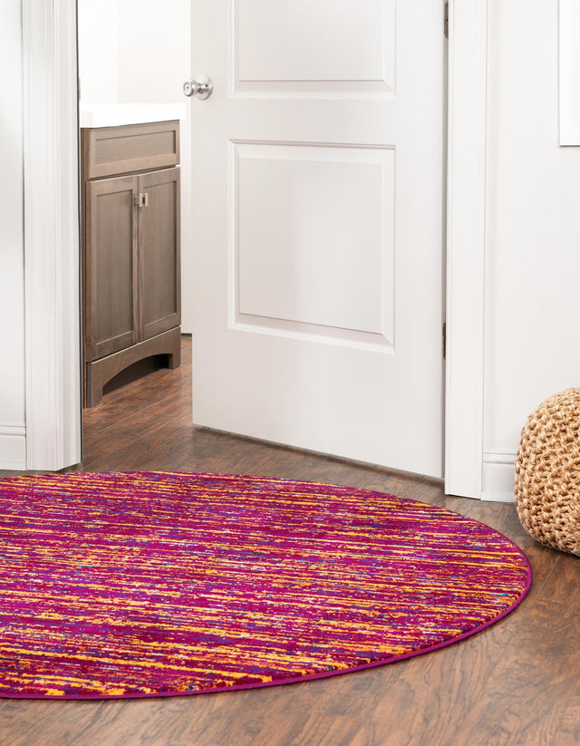 Pink 4' x 4' Calypso Round Area Rug 100% Polypropylene With Cotton Backing Colorful Vivid Traditional Design Carpet for Living Office Dining Rooms for Sale at Rug Engine