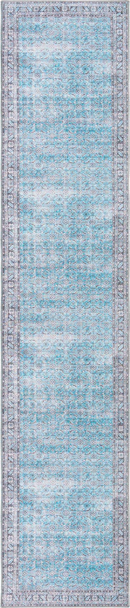 Washable Blue 2' 6 x 12' Timeless Runner Area Rug Easy to Clean Stain Resistant & Durable Traditional Classic Vintage Design Carpet for Sale at Rug Engine
