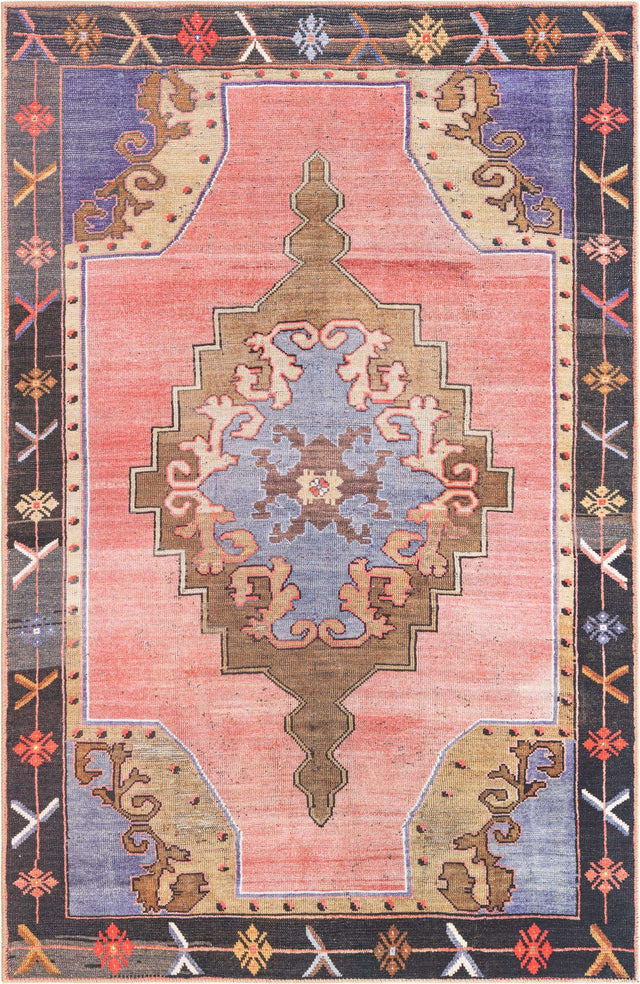 Washable Pink 5' x 8' Timeless Rectangle Area Rug Easy to Clean Stain Resistant & Durable Traditional Classic Vintage Design Carpet for Sale at Rug Engine