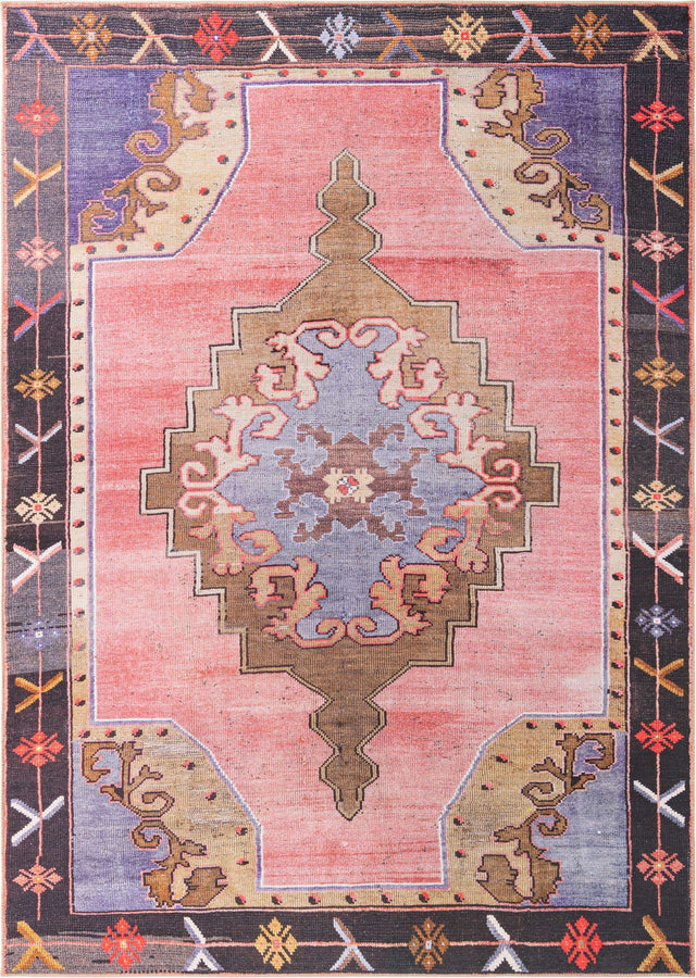 Washable Pink 7' 6 x 10' 6 Timeless Rectangle Area Rug Easy to Clean Stain Resistant & Durable Traditional Classic Vintage Design Carpet for Sale at Rug Engine