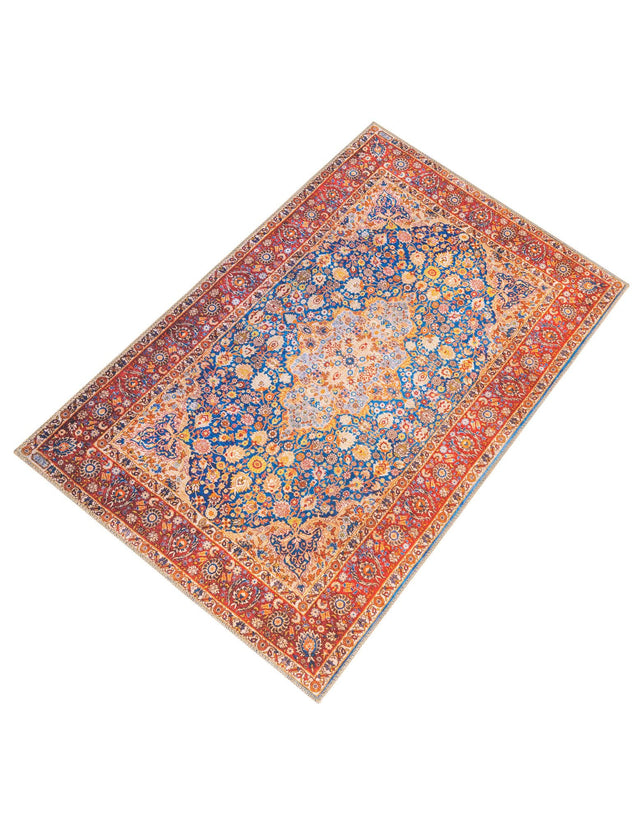 Washable Navy Blue 3' 6 x 5' 6 Timeless Rectangle Area Rug Easy to Clean Stain Resistant & Durable Traditional Classic Vintage Design Carpet for Sale at Rug Engine