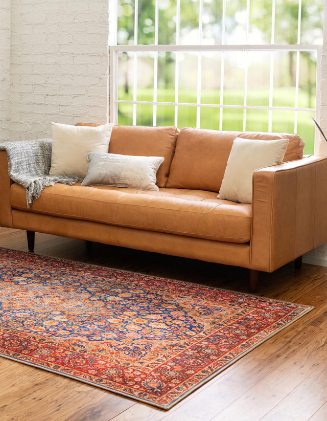 Washable Navy Blue 5' x 8' Timeless Rectangle Area Rug Easy to Clean Stain Resistant & Durable Traditional Classic Vintage Design Carpet for Sale at Rug Engine