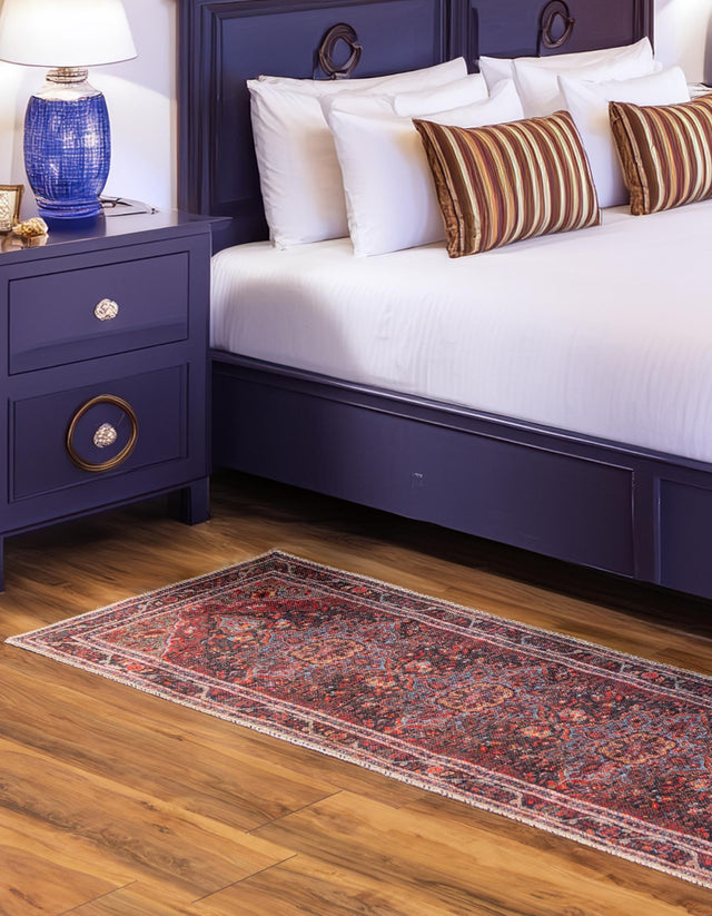Washable Burgundy 2' x 4' 1 Timeless Runner Area Rug Easy to Clean Stain Resistant & Durable Traditional Classic Vintage Design Carpet for Sale at Rug Engine
