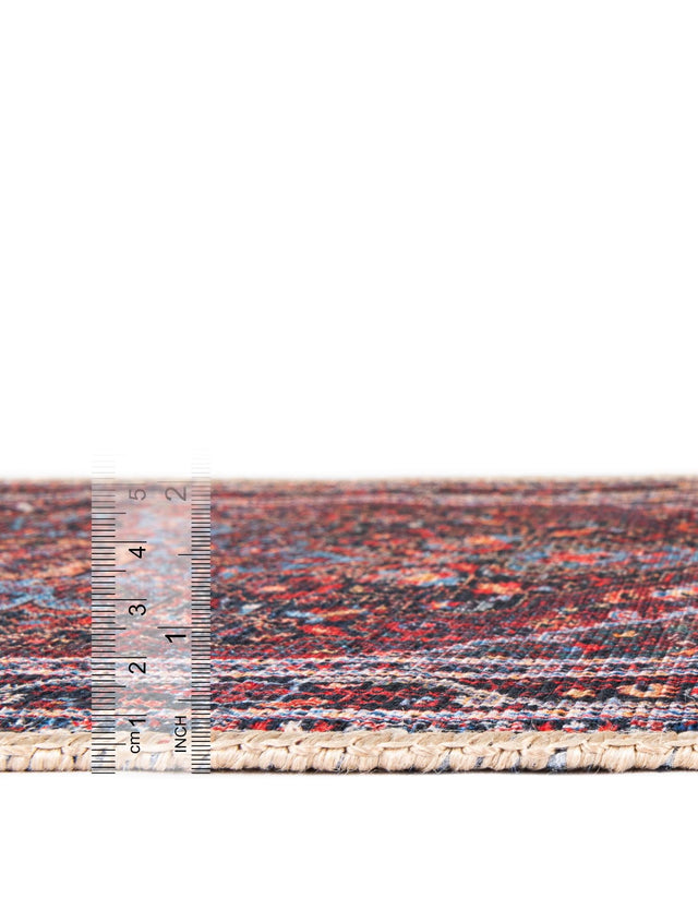 Washable Burgundy 3' 6 x 3' 6 Timeless Round Area Rug Easy to Clean Stain Resistant & Durable