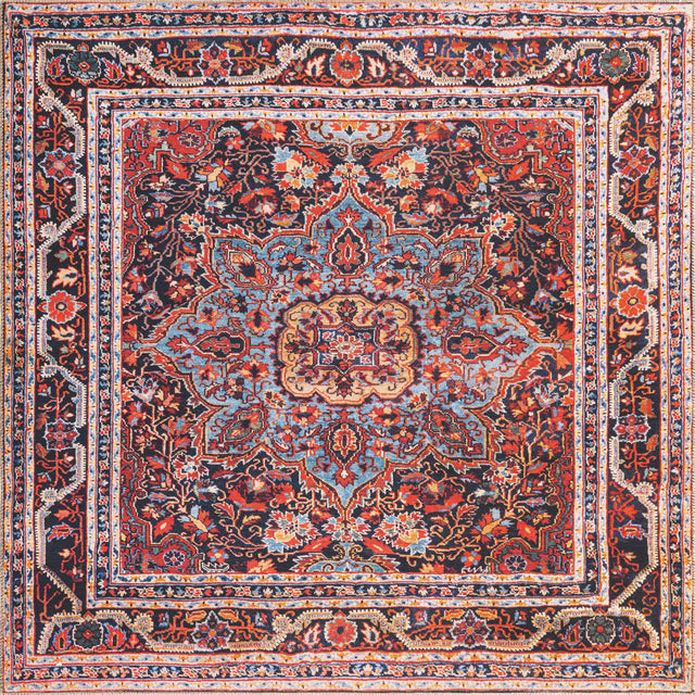 Washable Burgundy 7' 6 x 7' 6 Timeless Square Area Rug Easy to Clean Stain Resistant & Durable Traditional Classic Vintage Design Carpet for Sale at Rug Engine