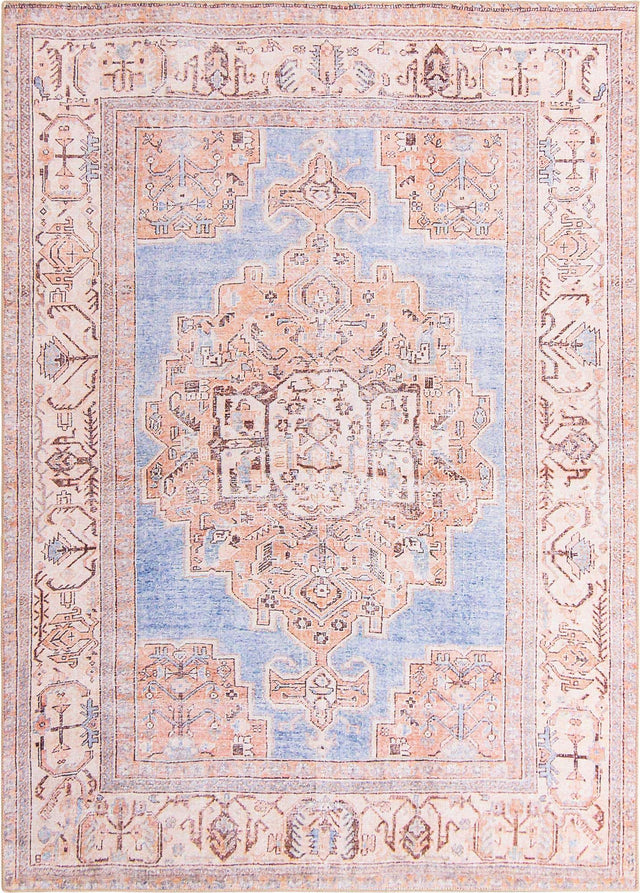 Washable Blue 7' 6 x 10' 6 Timeless Rectangle Area Rug Easy to Clean Stain Resistant & Durable Traditional Classic Vintage Design Carpet for Sale at Rug Engine