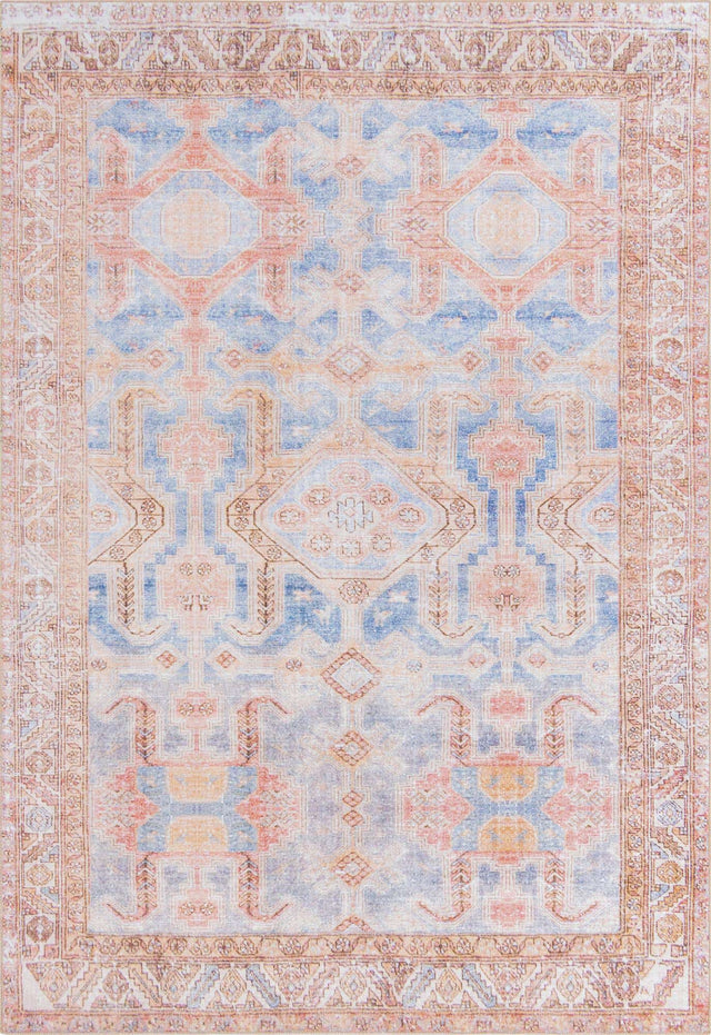 Washable Blue 8' 4 x 12' Timeless Rectangle Area Rug Easy to Clean Stain Resistant & Durable Traditional Classic Vintage Design Carpet for Sale at Rug Engine