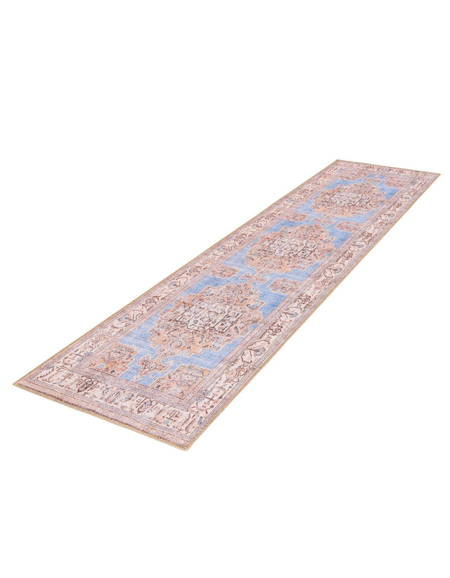 Washable Blue 2' x 6' Timeless Runner Area Rug Easy to Clean Stain Resistant & Durable Traditional Classic Vintage Design Carpet for Sale at Rug Engine