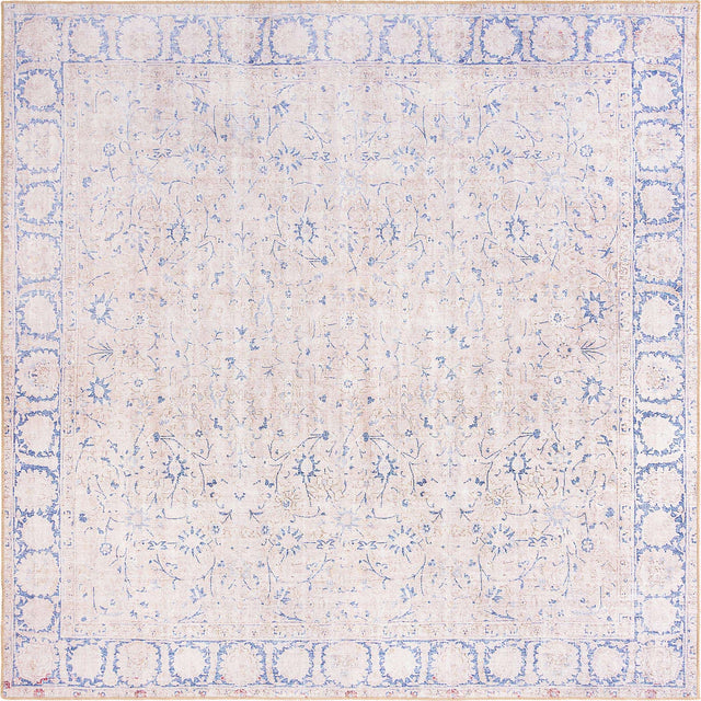 Washable Beige 7' 6 x 7' 6 Timeless Square Area Rug Easy to Clean Stain Resistant & Durable Traditional Classic Vintage Design Carpet for Sale at Rug Engine